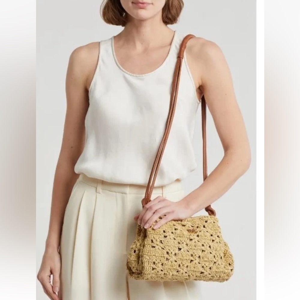 Sam Edelman NEW!!!! Layla Floral Raffia Shoulder Bag